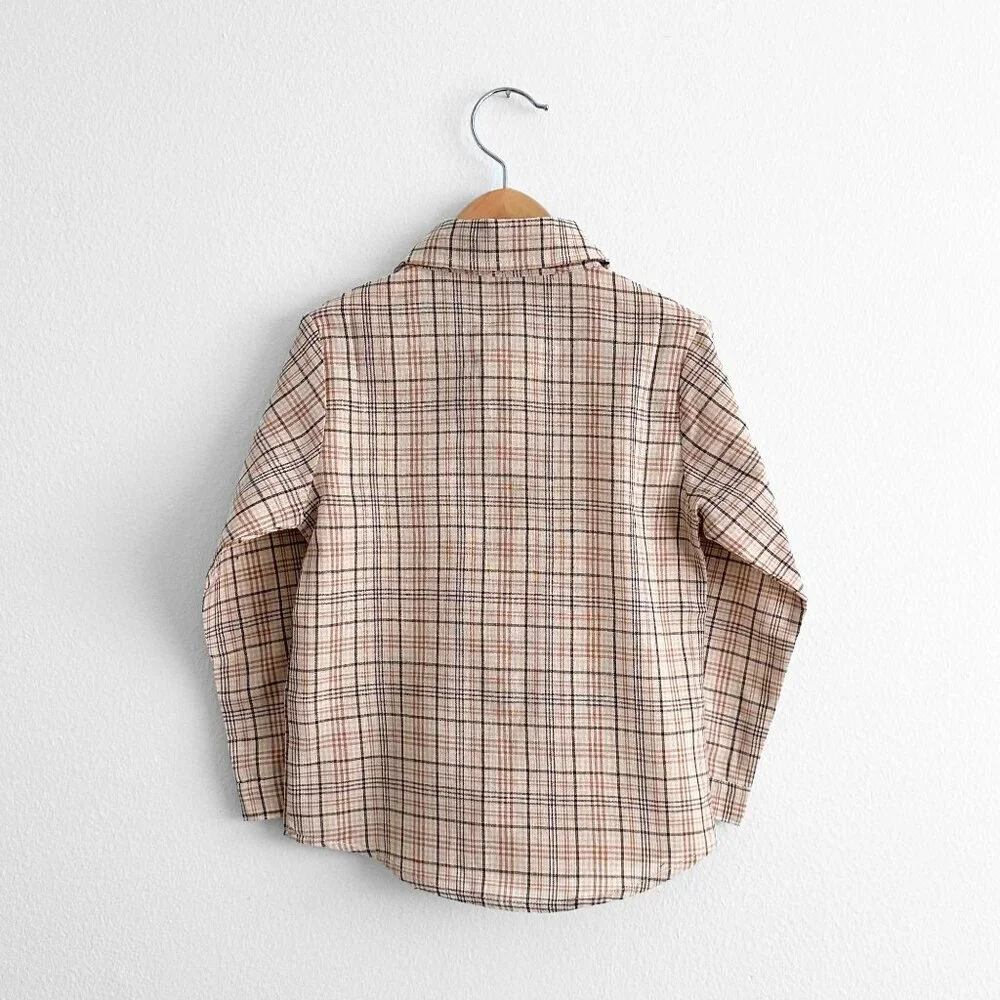 NWT Handsome Boys Dress Shirt, Bow Tie, Pants & Suspenders Set Tan & Brown 9-12M
